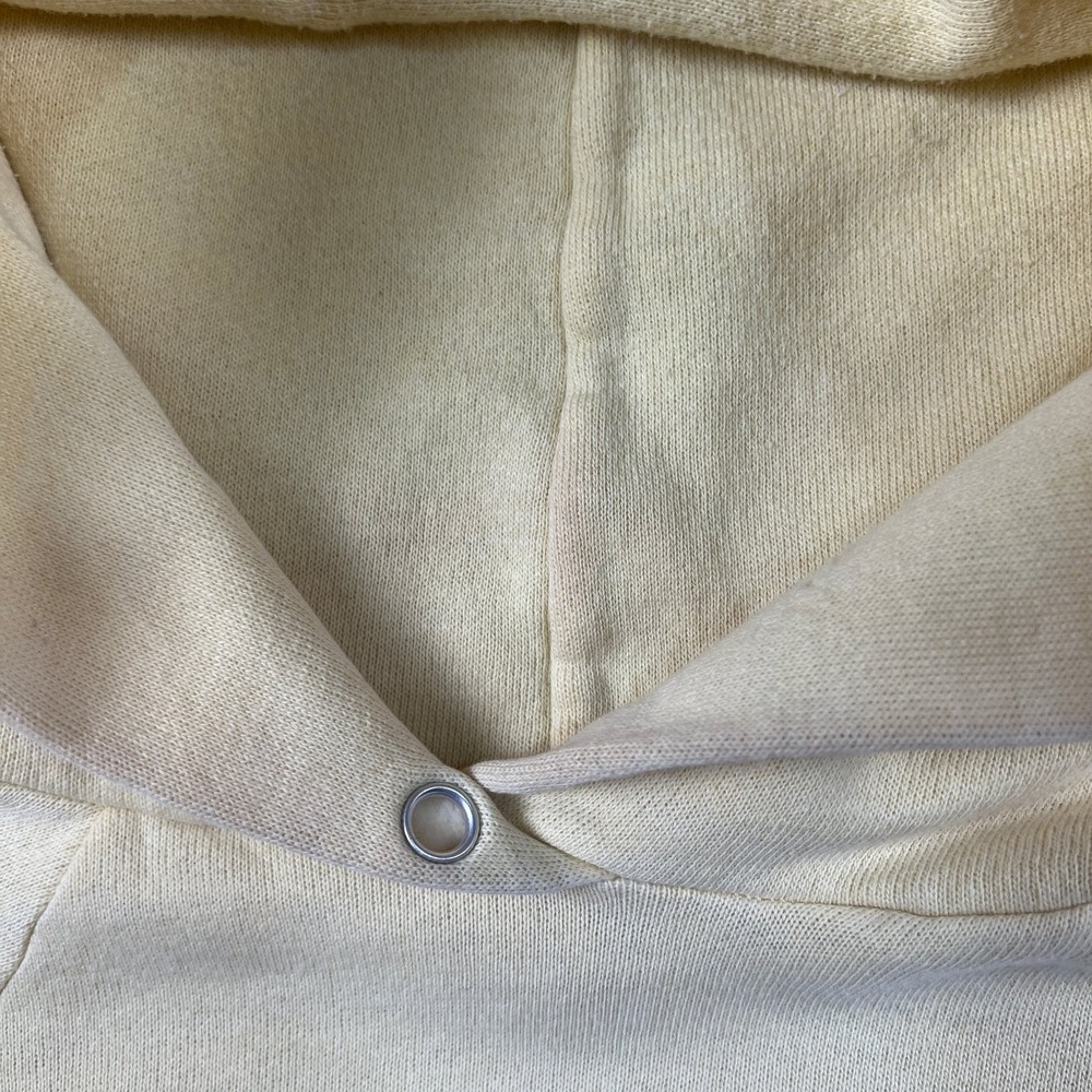 True Vintage Pale Yellow Blank Raglan Cut 50/50 Hoodie Men's Large 20.5x23.5 60s - Picture 4 of 11